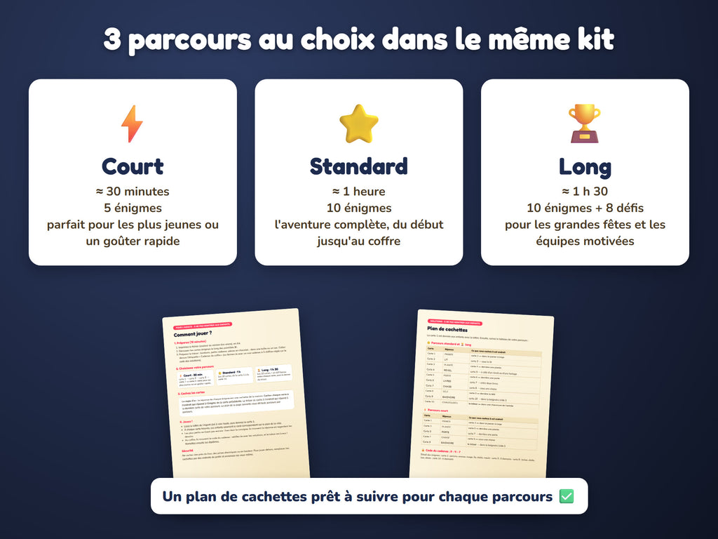 Opération Diamant Bleu — 3 parcours au choix : court, standard, long