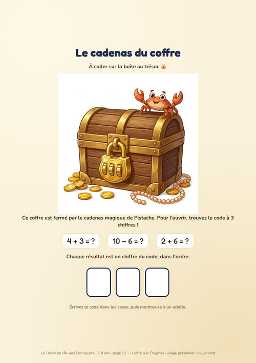 Page du cadenas du coffre