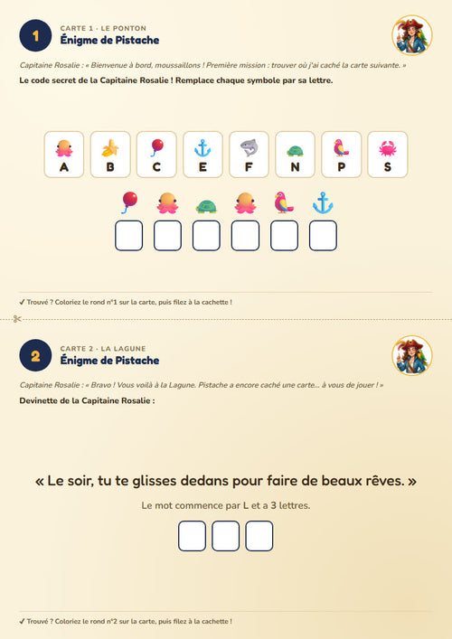 Page de cartes énigmes