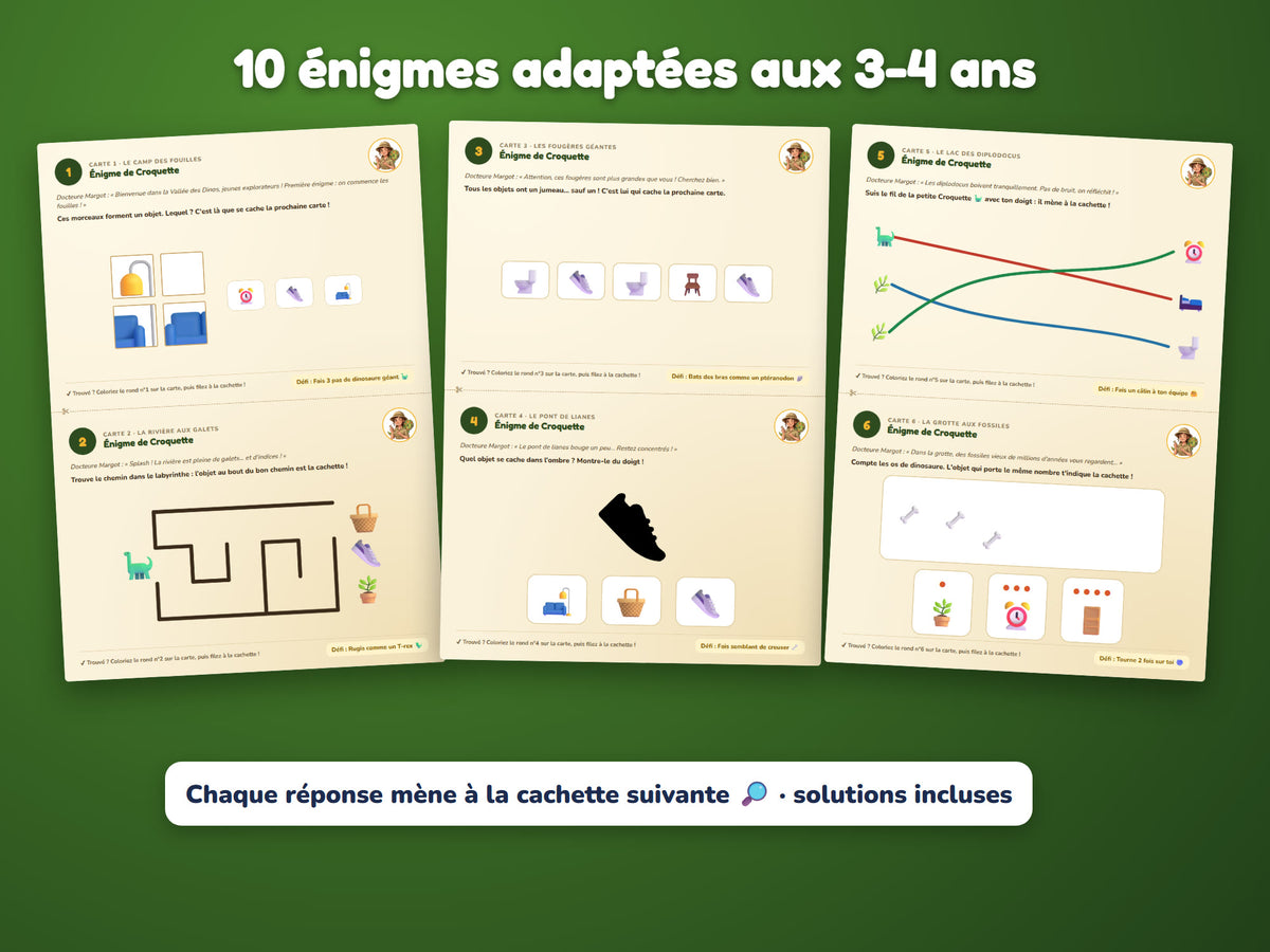 L'Œuf Perdu de la Vallée des Dinos — énigmes 3-4 ans