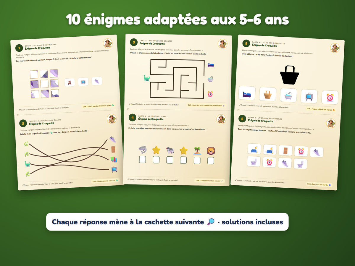 L'Œuf Perdu de la Vallée des Dinos — énigmes 5-6 ans