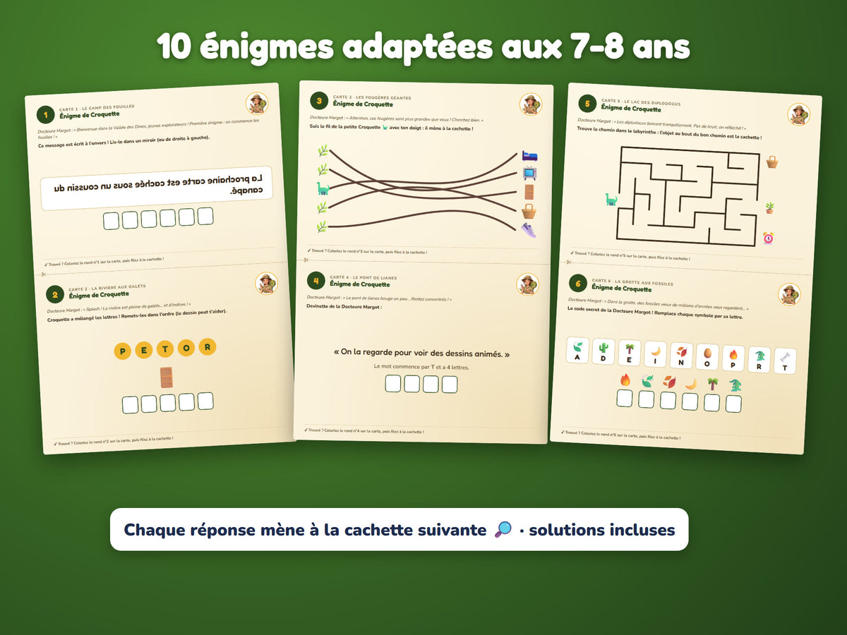 L'Œuf Perdu de la Vallée des Dinos — énigmes 7-8 ans