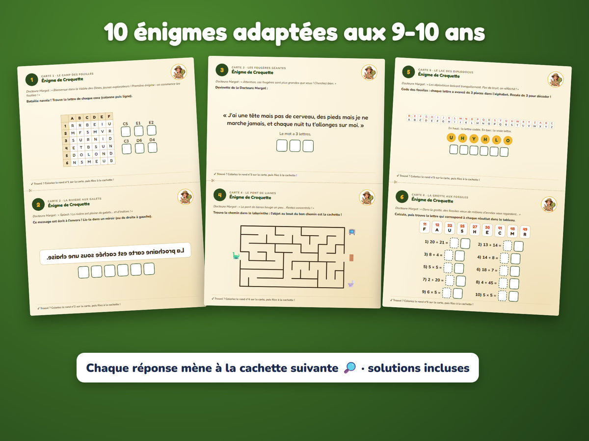 L'Œuf Perdu de la Vallée des Dinos — énigmes 9-10 ans