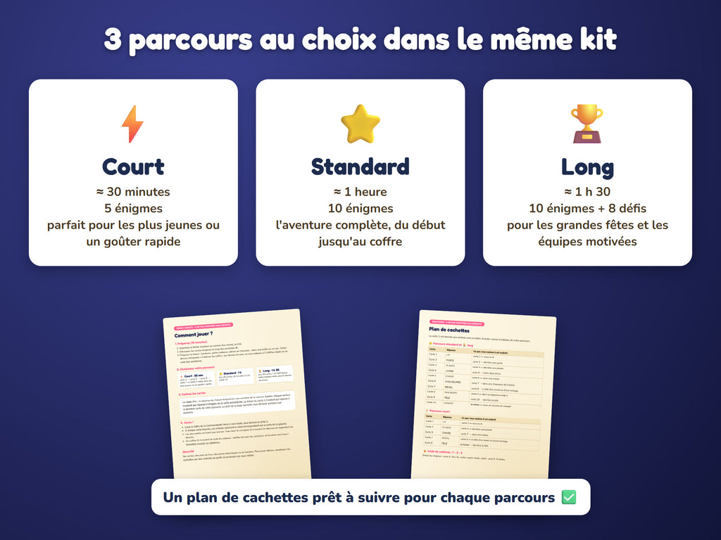 Mission Étoile Filante — 3 parcours au choix : court, standard, long