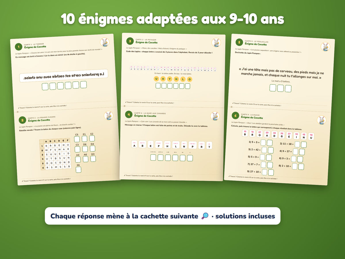 La Grande Chasse du Lapin Pompon — énigmes 9-10 ans