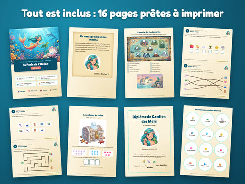La Perle de l'Océan — tout ce qui est inclus : 16 pages prêtes à imprimer